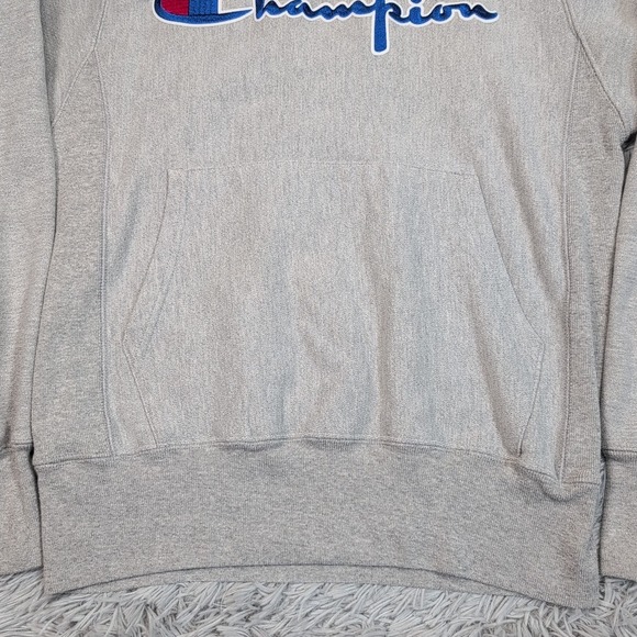 Vintage Champion Sweatshirt Mens S Gray Hoodie Reverse Weave Streetwear Logo - Picture 8 of 10